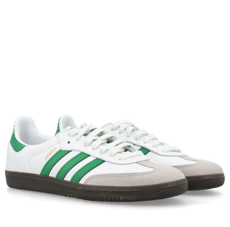 Adidas Samba OG Lace-Up  White-Green Sneakers - Image 2