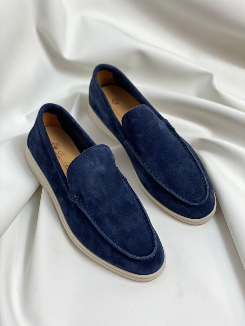 Loro Piana Blue Summer Walk Suede Loafers