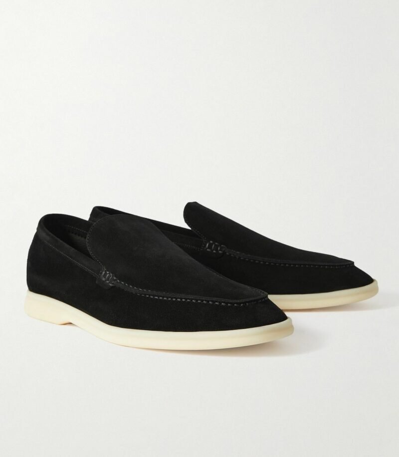 Loro Piana Black Summer Walk Suede Loafers