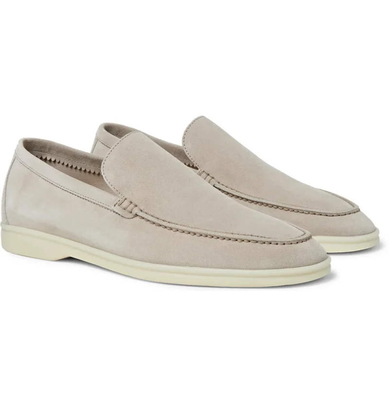 Loro Piana Summer Walk Beige Suede Loafers