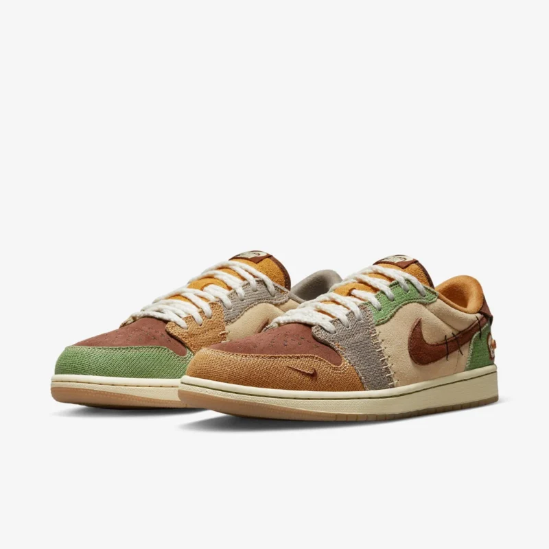 Nike Jordan 1 x Zion Williamson Low OG Flax and Oil Green Sneakers (DZ7292-200)