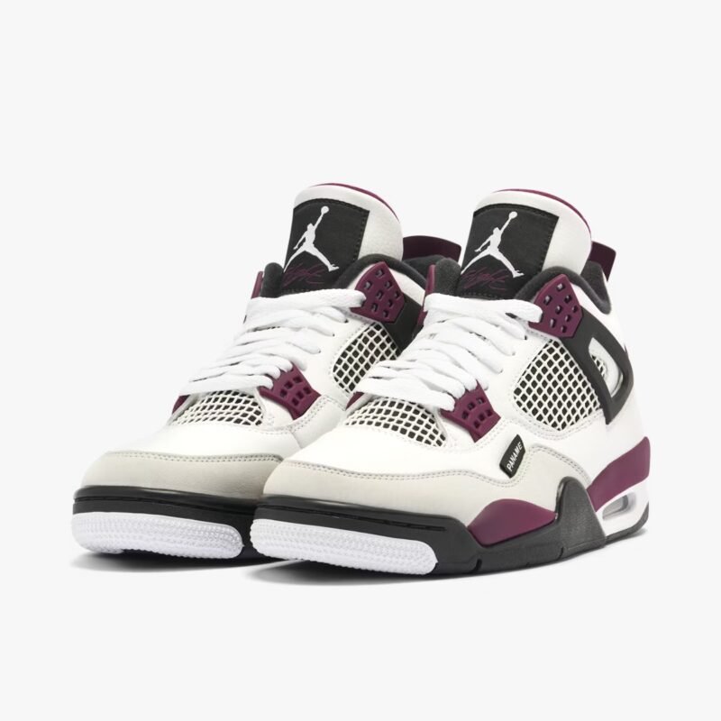 Air Jordan 4 x PSG White Neutral Grey Bordeaux - Image 2